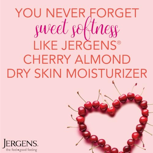 Jergens Cherry Almond Hand & Body Lotion, Dry Skin, 32 fl oz | Fast-Absorbing Moisturizer, Vitamins E, C & B5, Softens Dry Skin, Dermatologist Tested, Cherry Almond Scent