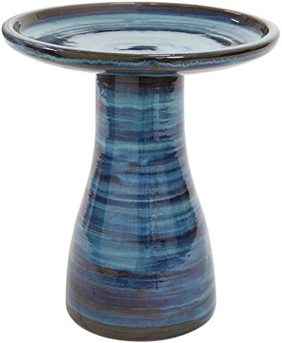 Sunnydaze Ceramic Bird Bath, Weather-Resistant Finish, 21” H, Galaxy Blue