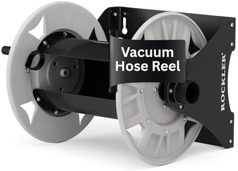 Rockler Wall Mount Vacuum Hose Reel Holds 40 ft 1-1/2 Inch Hose | Vacuum Hose Reel – Organized Hose Storage – Wall Mount Reel – Holds 40 ft