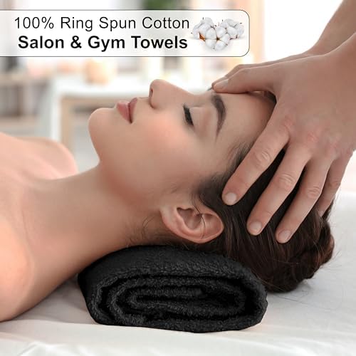 ZOYER Cotton Salon Towels - Gym Towel - Hand Towel - (24 Pack, Black) Not Bleach Proof -15 inches x 25 inches - Ring Spun-Cotton