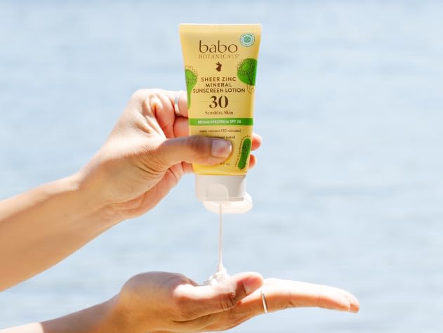 Babo Botanicals Sheer Zinc Mineral Sunscreen Lotion SPF30 - Natural Zinc Oxide - Shea Butter - Face & Body - Water Resistant - Fragrance-Free - EWG Verified - Vegan - For all ages - 1 or 2 Pack