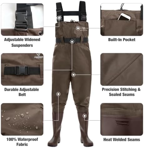 Waders for Men Waterproof Women Fishing Chest Wader with Boots | 2-Ply Nylon/PVC, for hunting & fishing, with boot hanger