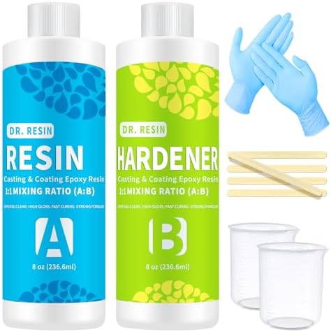 DR.RESIN Epoxy Resin Kit 16oz Clear Resin Kit Self-Leveling for Craft Molds