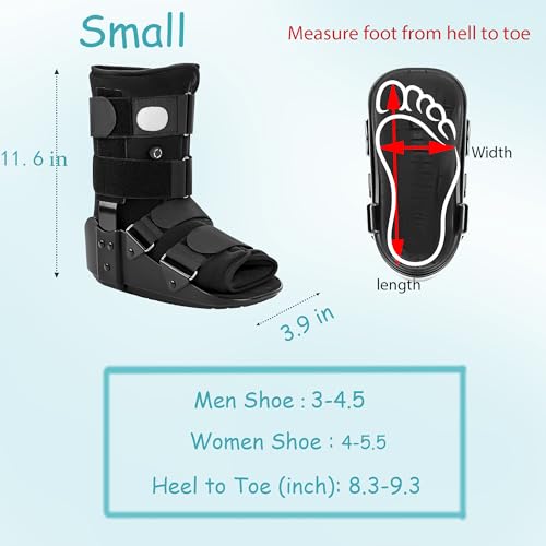 Medibot Advanced Walking Boot for Ankle Injuries & Fractures Adjustable Air Splint with Pump, Large Black, Fits Shoe Size 9.5-13.5'', Men and Women