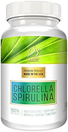 ACTIF 100% Ocean Cleaned Organic Chlorella and Spirulina, Non-GMO, Best Detox and Vegan Diet Supplement, Made in USA - 120 Tablets
