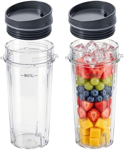 Replacement16oz Blender Cup for Ninja,Single Serve Blender Cup With Lids Set For BL770 BL780 BL660 BL740 BL810 Nutri Ninja Series Blenders (2-pack)