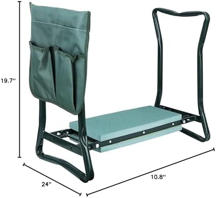 HomGarden Upgraded Folding Garden Kneeler Seat Bench Stool w/Thicken & Widen Soft Kneeling Pad