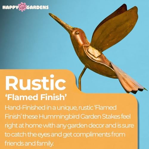 Flamed Copper Dragonfly Garden Ornament