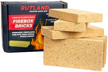 Rutland Fire Bricks, Properly Cured High Temperature FireBrick, USA-Made Residential Fire Clay Replacement for Wood Stove, Fireplace, & Pizza Oven, Size 9" x 4.5" x 1.25", 6-Pack, Tan