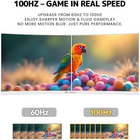 CRUA 34 Inch 21:9 UWQHD 100Hz IPS Ultrawide Curved Monitor, Speakers, White | 120% sRGB, 92% DCI-P3, 1.07B Colors, FreeSync, Blue Light, 3800R, HDMI 2.0, DP 1.4, 100x100 Mount, Office, Editing, Design PC