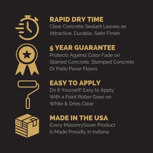 Stamped Concrete Sealer, 1 Gallon - Clear, Water-Based Satin Sealer for Stamped Concrete, Masonry & Natural Stone Surfaces