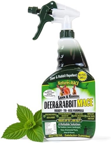 Nature's MACE Deer & Rabbit Repellent 40 oz Concentrate | Deer Repellent Spray for Plants, Lawns, Flowers & Gardens, Plant Safe, Protect Plants Fast, All-Season Protection.