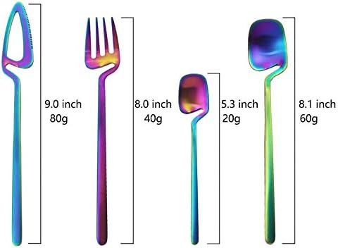 JASHII Hangable Silverware Set, Matte Rainbow Flatware Cutlery Set Service for 2