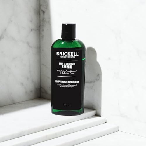 Brickell Men's Products Daily Strengthening Shampoo for Men, Mint & Tea Tree Oil To Soothe Dry and Itchy Scalp, Sulfate Free and Paraben Free, With Pro-Vitamin B5 & Hydrolyzed Protein, 8oz, Scented