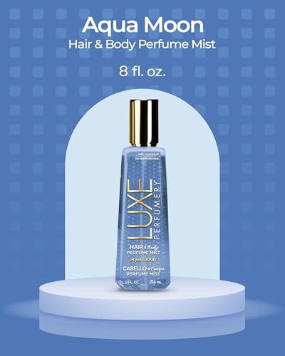 Luxe Perfumery Aqua Moon Hair & Body Perfume Mist – Fruity Floral Musk with Green Apple, Jasmine & Freesia – Hydrating Coconut Oil & Glycerin