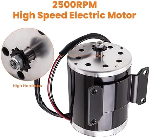 maXpeedingrods 500W 24V DC Brush Electric Motor ZY1020 with Bracket 2500RPM