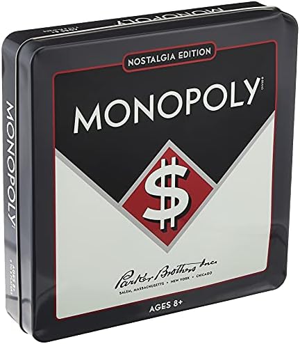 Monopoly Nostalgia Edition Board Game in Collectible Tin by WS Game Company - Vintage Style Property Trading Board Games for Ages 8+