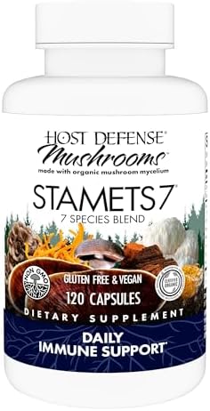 Host Defense Stamets 7-7 Species Blend - Mushroom Supplement for Immune Support - Includes Royal Sun Blazei, Cordyceps, Reishi, Maitake, Lion's Mane, Chaga & Mesima - 60 Capsules (30 Servings)*