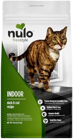 Nulo FreeStyle Dry Cat Food Indoor - Duck & Cod, High Protein Grain-Free Dry Cat Food, Natural Kibble with Probiotics and Omegas Fatty Acids, 4lb Bag