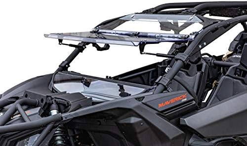 SuperATV Flip Windshield for Can Am Maverick X3 | 2017+ | 1/4" Polycarbonate Scratch-Resistant Windshield, Maverick X3 Models (See Fitment), Clear, USA Made