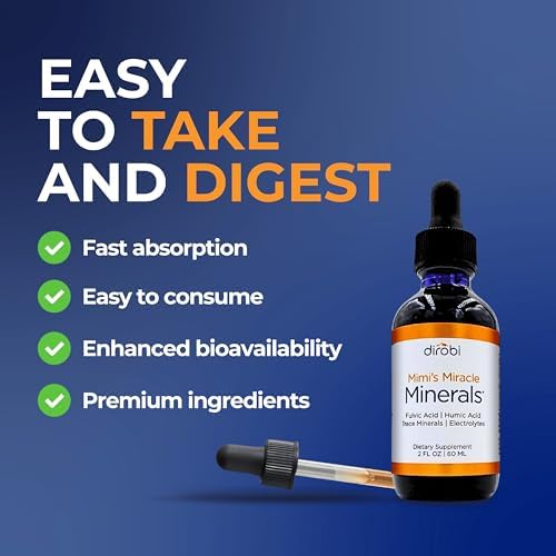 Mimi's Miracle Minerals – Fulvic & Humic Acid Supplement with 72+ Ionic Trace Minerals, Energy, Hair & Nail Growth Support, Organic Plant-Derived Liquid Drops, 4 oz