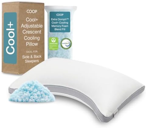 Coop Home Goods Eden Bed Pillow Queen Size for Sleeping on Back, Stomach and Side Sleeper- Medium Soft Memory Foam Cooling Gel - CertiPUR-US/GREENGUARD Gold