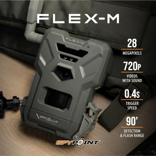 SPYPOINT Flex-M Twin Pack Cellular Trail Cameras - Best Hunting Accessories, No WiFi Needed, GPS, Night Vision, Dual-Sim LTE, IP65 Water-Resistant Game Camera, 28MP Photos, 720p Videos + Sound (2) | IP65 Water-Resistant Game, 720p Videos + Sound, 28MP Ph…