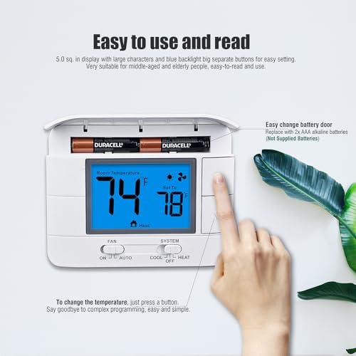 Aowel 1 Heat/ 1 Cool Non-Programmable Thermostat for Conventional System