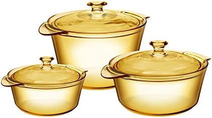 Visions Pyroceram Glass Flair 6Pc Casserole and Cookpot Pot Set, Brown