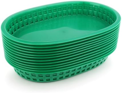 New Star Foodservice Fast Food Baskets, 10.5 x 7 Inch, Set of 12, Green