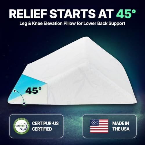 The Angle Wedge Pillow – Leg & Knee Pillow Wedge for Sciatica Pain Relief, Body Pain, Lumbar Decompression – Triangle Foam Cushion Bed Bolster for Lower Back Support, Small | Leg and Knee Pillow Wedge, Body Pain, Lumbar Decompression, Triangle Foam Cushi…