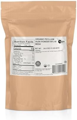 Yupik Organic Psyllium Husk Powder 8.8oz, 95% Purity, Soluble Fiber, USDA Certified, Non-GMO, Vegan, Gluten-Free, Unflavored, Plant-Based, Coarse Milled Husk for Baking & Digestive Health