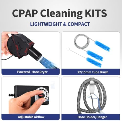 CPAP Hose Dryer Cleaning Kit: Fast-Drying Silent Blower Fan Cleaner for Resmed Airsense 10/11 Heated Tubing