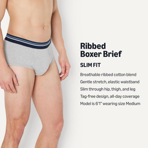 Amazon Essentials Men's Breathable Ribbed Knit Briefs with Elasticized Waistband, Multipacks