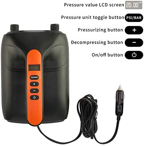 20PSI High Pressure SUP Electric Air Pump, Dual Stage Inflation Paddle Board Pump for Inflatable Stand Up Paddle Boards, Boats, Kayak