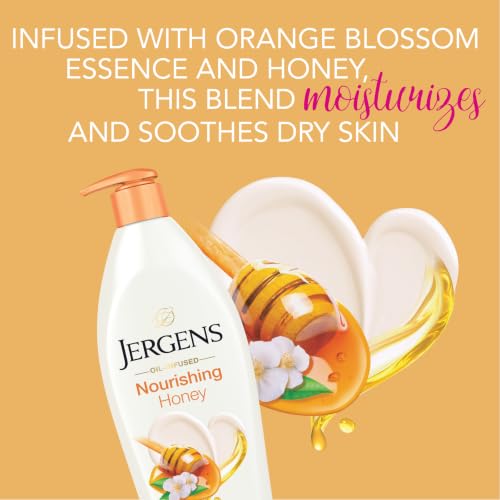 Jergens Nourishing Honey Lotion For Dry Skin, 16.8 fl oz, 4 Pack | Orange Blossom Essence, Nourishing Honey, Long-Lasting Hydration