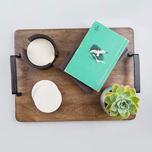 Thirstystone Round Natural Sandstone Coaster 4 Pack | 4" Diameter, Protective Cork Backing, Absorbent