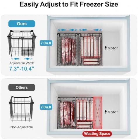 Freezer Organizer Bins - 3 Pack Adjustable Width for 5 to 7 Cu Ft Chest Freezers