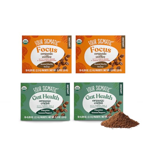 Four Sigmatic Mushroom Mix Coffee Lion's Mane | Focus | Pack of 3 (30 Packets Total)