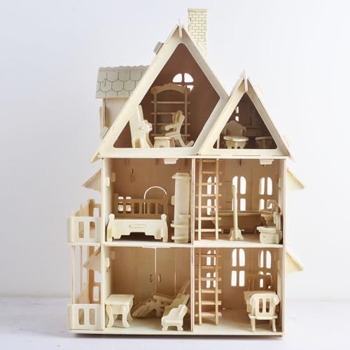 NWFashion Wooden Dream Dollhouse DIY Kits 3D Puzzle for Christmas Party Halloween House (Dream House)