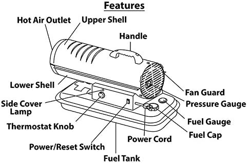 Master MH-80T-KFA 80, 000 BTU Kerosene/Diesel Portable Gas Forced Air Heater w/Thermostat - 1/8hp Floor Mount Salamander Heater Fan for Workshop