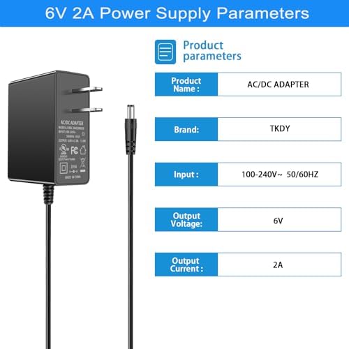 6V 2A Power Supply Cord, for ProForm and Nordictrack Elliptical Charger. | for ProForm 850 510E 480 490 500 600 LE, 390 395 475 510 EX