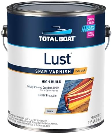 TotalBoat Lust Marine Spar Varnish for Boats & Wood - High Gloss Quart | Oil-Based Polyurethane Finish; High Build; UV Inhibitors; Wooden Boats, Yacht Brightwork, Furniture & Interior/Exterior Wood