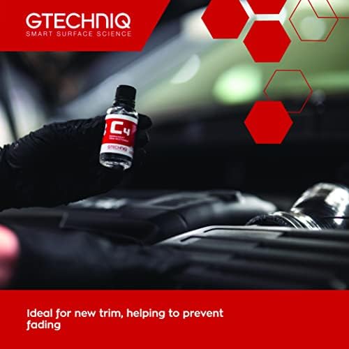 Gtechniq C4 Permanent Trim Restorer 15ml - Revitalize Tired, Faded, Discoloured Car and Vehicle Trim - Premium Weather Protection, UV Resistant, Leaves No Unattractive Gloss - 2 Year Durability | Revitalizes and Restores Faded Plastic Trim, UV Resistant…