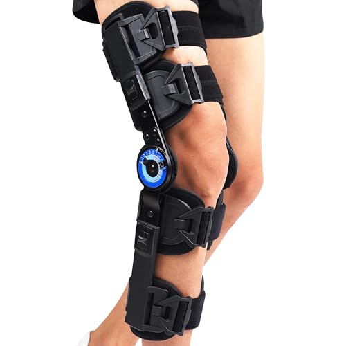 Hinged ROM Knee Brace, Adjustable Post Op Immobilizer for ACL MCL Recovery Walking Exercises