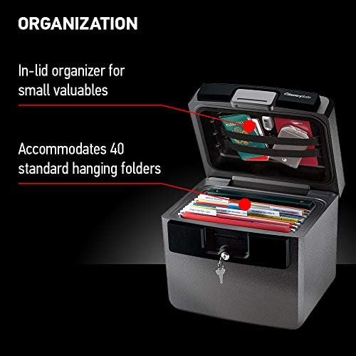 SentrySafe Black Fireproof and Waterproof Safe, File Folder and Document Box with Key Lock, 14.3 x 15.5 x 13.5 inches