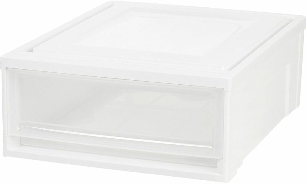 IRIS USA Shallow Box Chest Drawer, White 129770