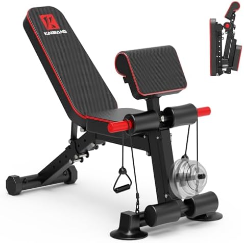 K KiNGKANG Adjustable Weight Bench, Foldable Home Gym, 1050lbs Capacity