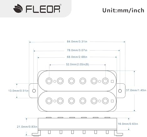 FLEOR Bridge Pickup Ceramic Double Coil Humbucker Pickups for Electric Guitar Pickup-Black