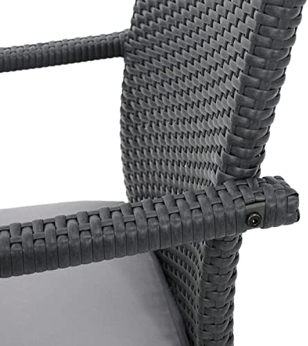 Christopher Knight Home Corsica Outdoor Wicker Dining Chairs with Cushions, 2-Pcs Set, Grey